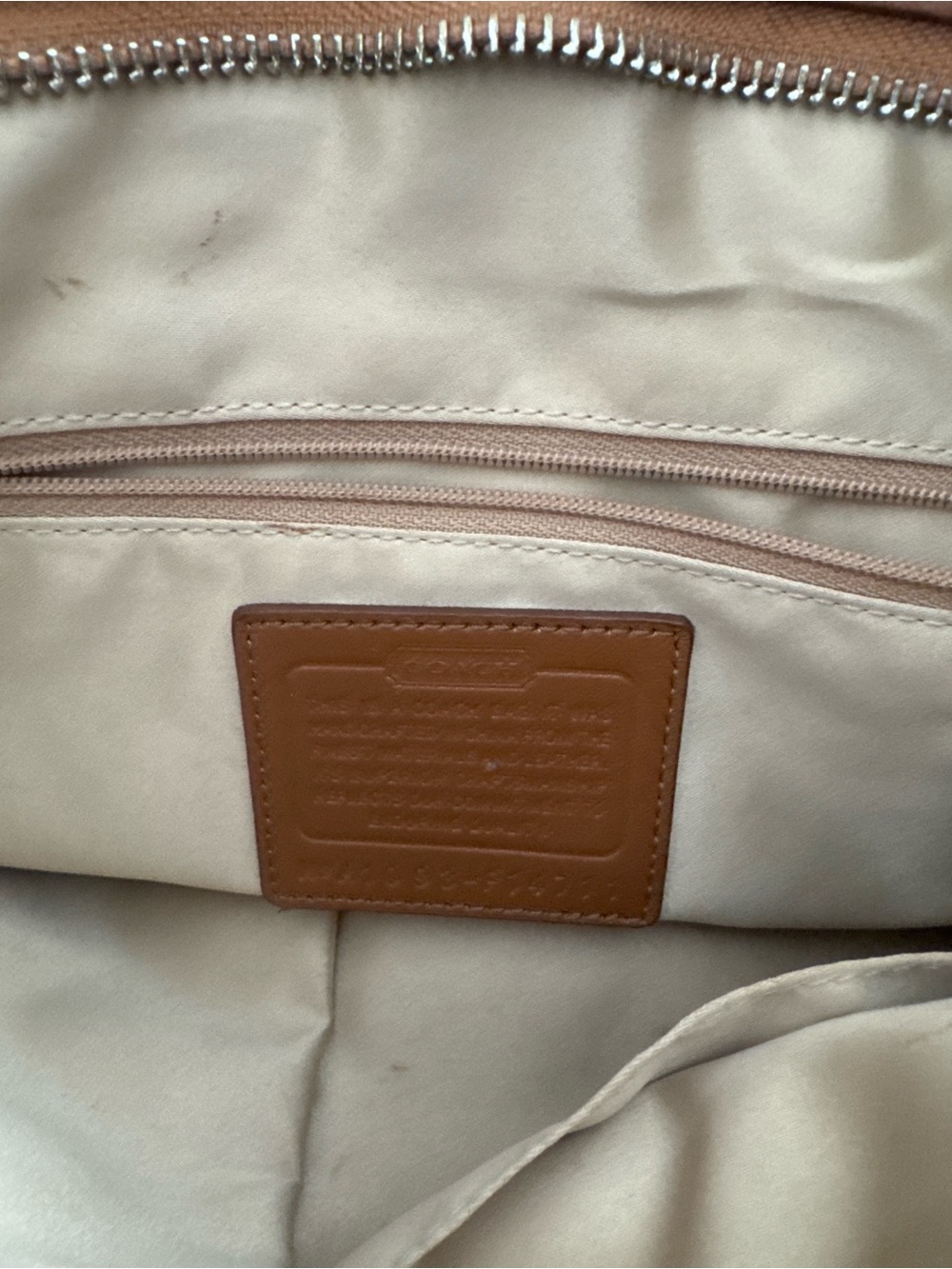 Coach Beige Tan Signature Canvas Shoulder Bag with Brown Leather Trim - Picture 5 of 7